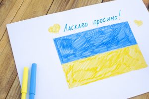 Gemalte ukrainische Flagge