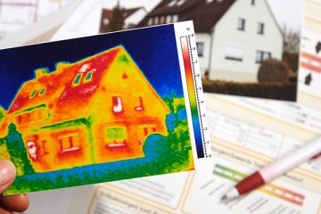 Energieausweis und Wärmebild von einem Haus