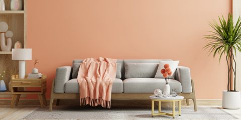 Einrichtungstrends – Wohnzimmer in Peach Fuzz