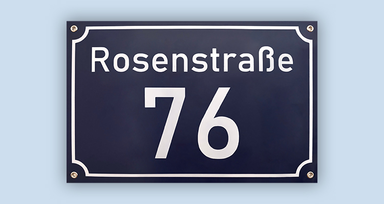 Hausnummernschild Rosenstraße 76